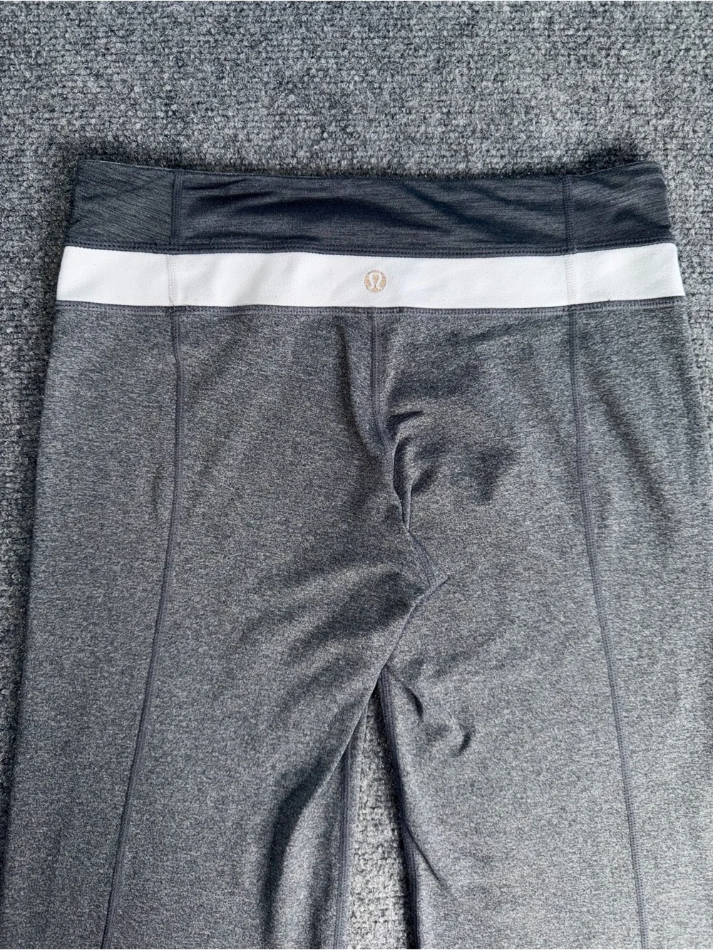 lululemon athletica Gray Flare Yoga Pants with White Waistband